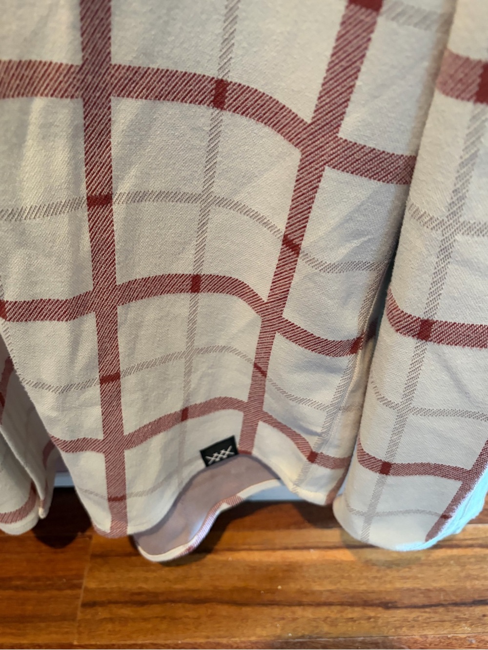 NWT Rhone Men’s White Plaid Long-Sleeve Shirt with Rust Grid - Medium - Picture 3 of 4